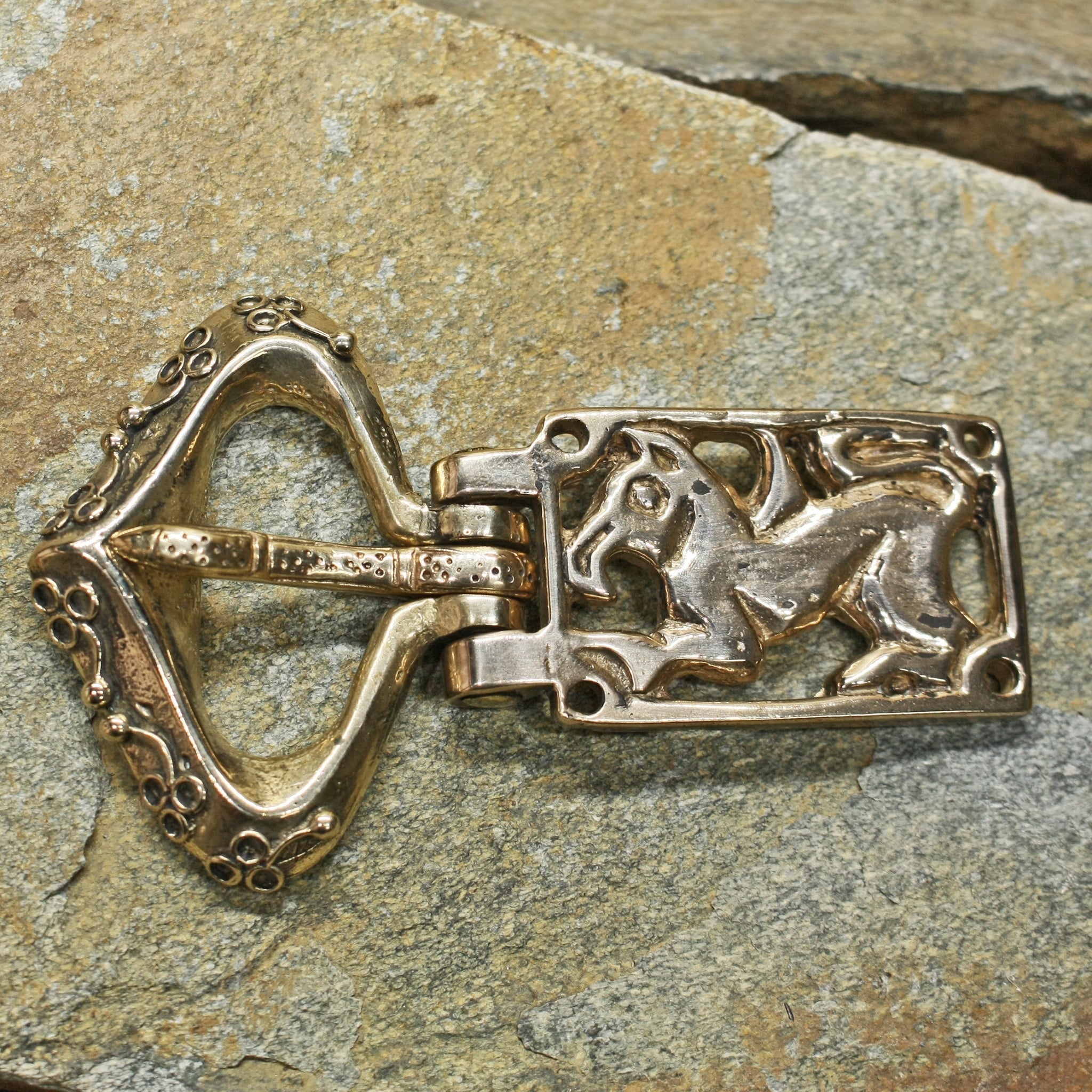Large Bronze Hiberno-Norse Buckle and Plate Combo on Rock