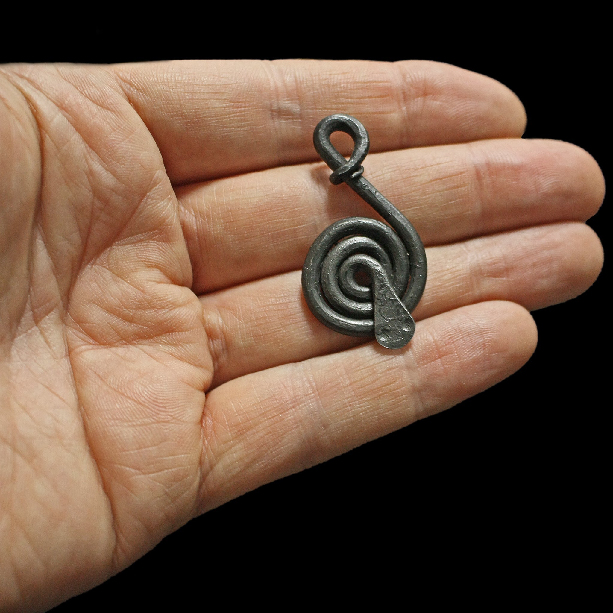 Iron Replica Viking Snake / Serpent Pendant on Hand
