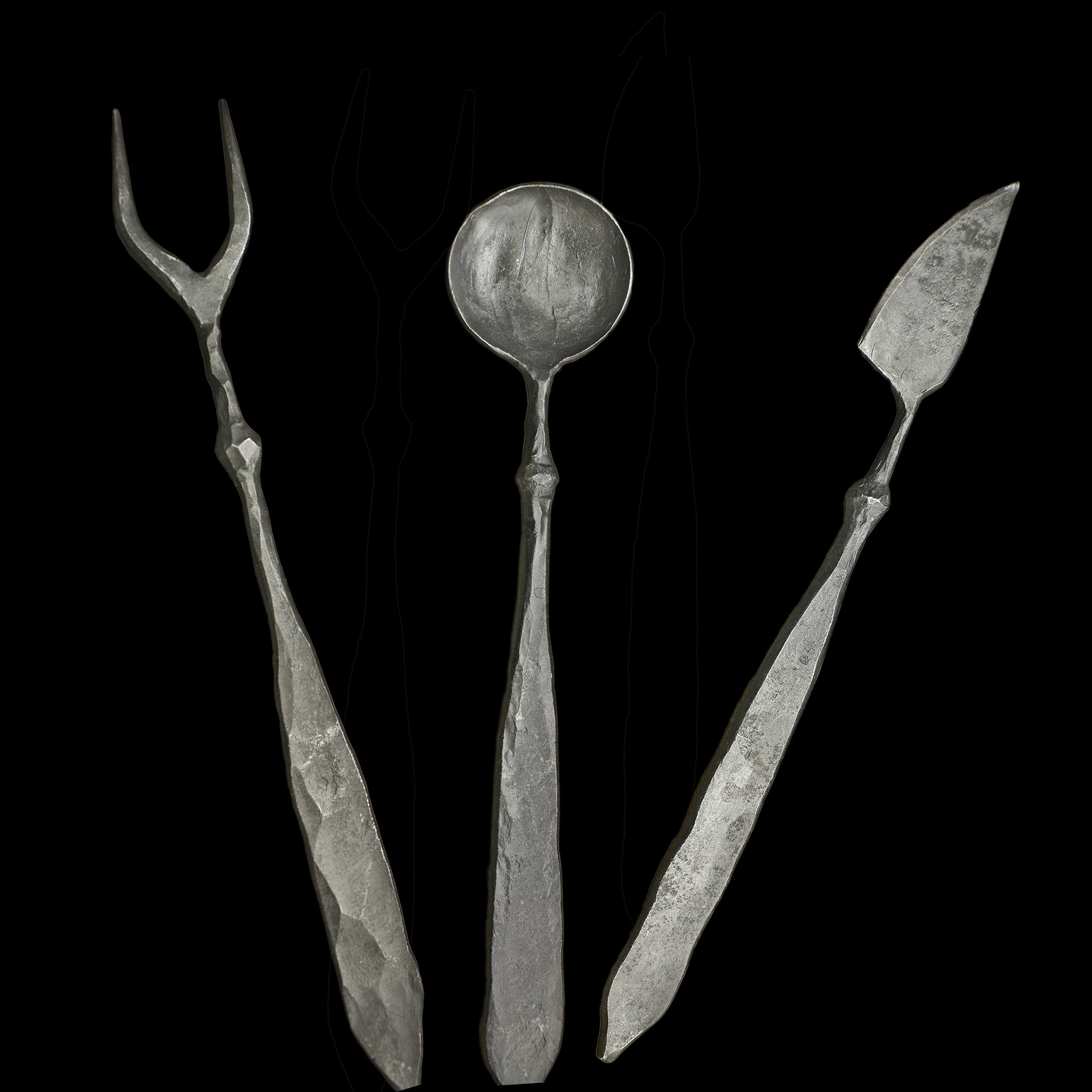 Hand-Forged Iron Medieval Banquet Set - Spoon, Fork, Knife