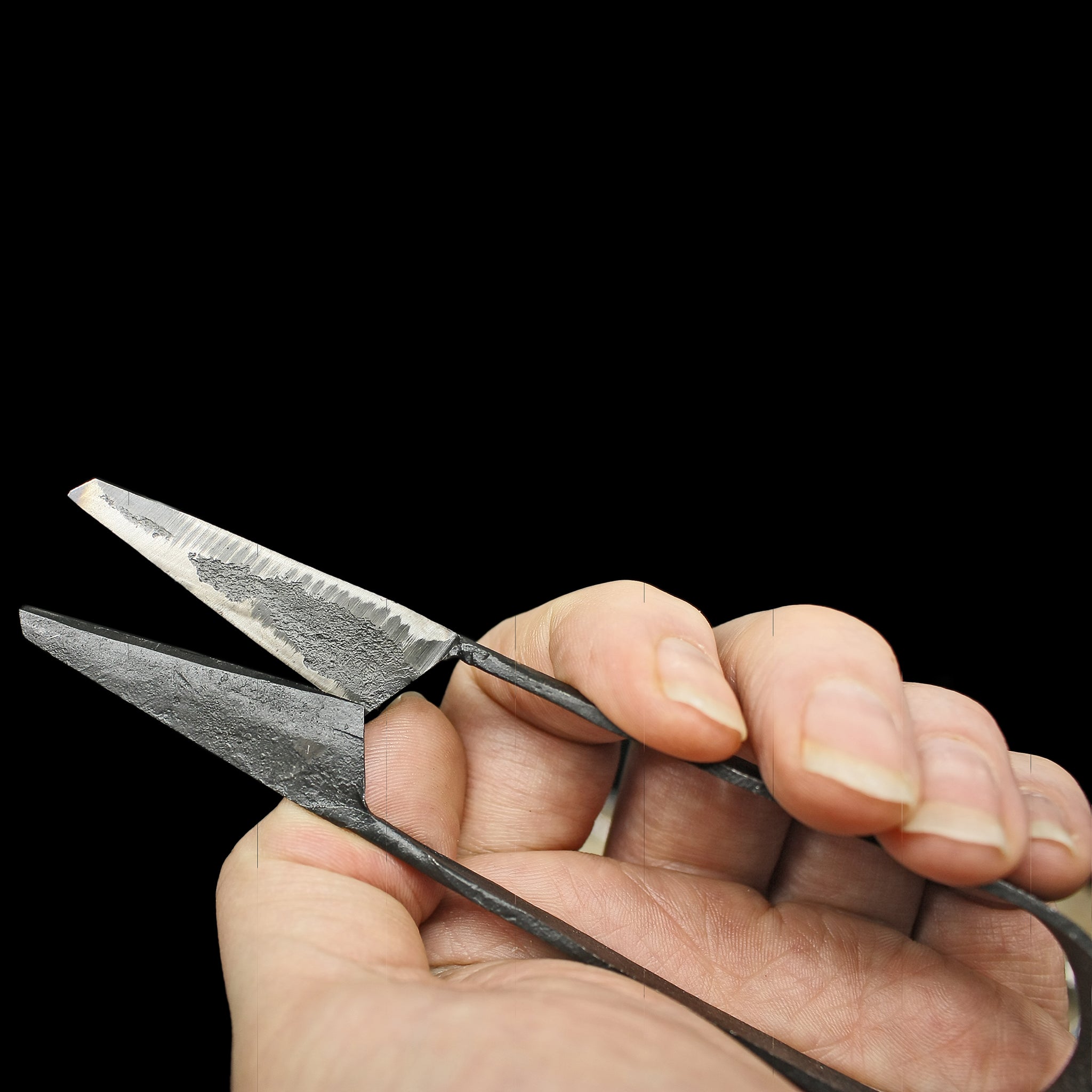 Hand-Forged Medium Snips in Hand