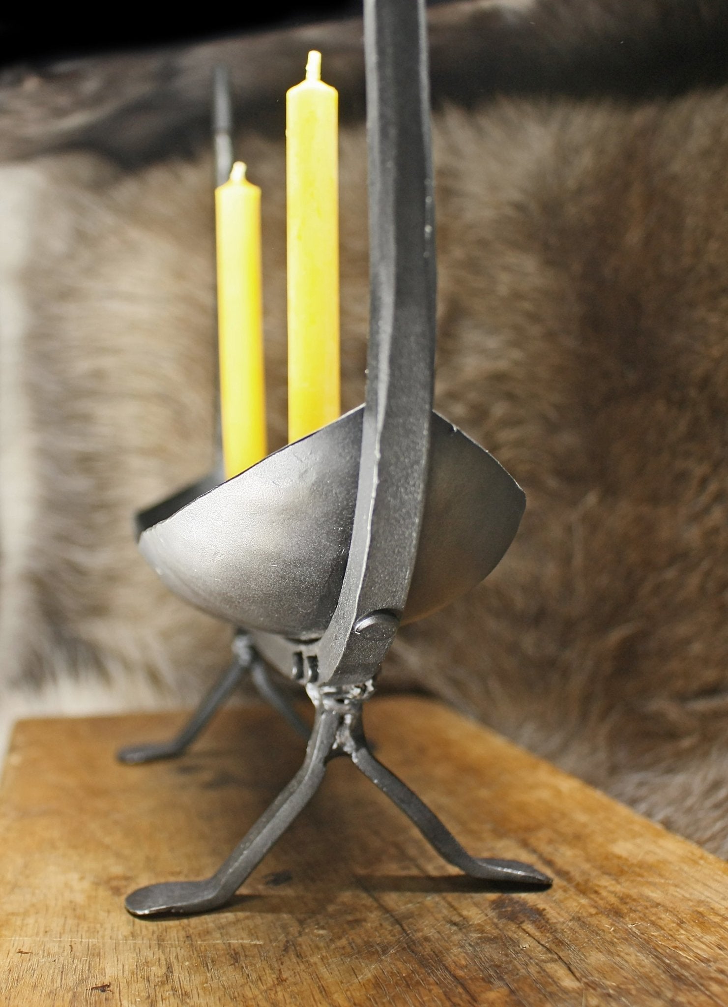 Viking Longship Candle Holder with Candles Front View