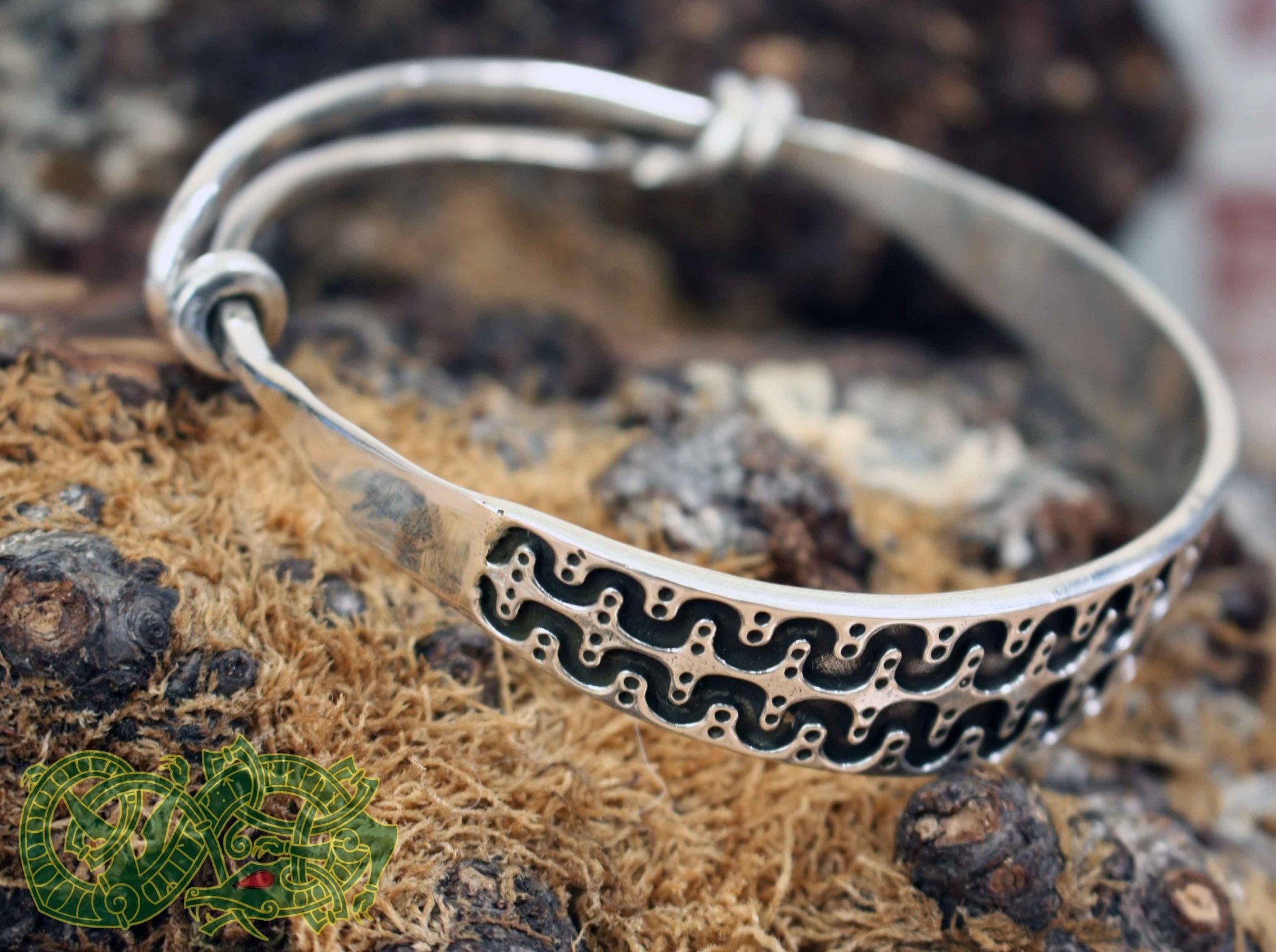 Silver Viking Arm Ring From Halleby on Moss - Viking Bracelets