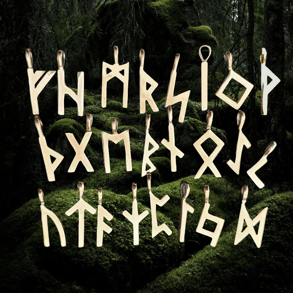 Bronze Viking Elder Futhark Rune Pendants - Runic Viking Jewelry