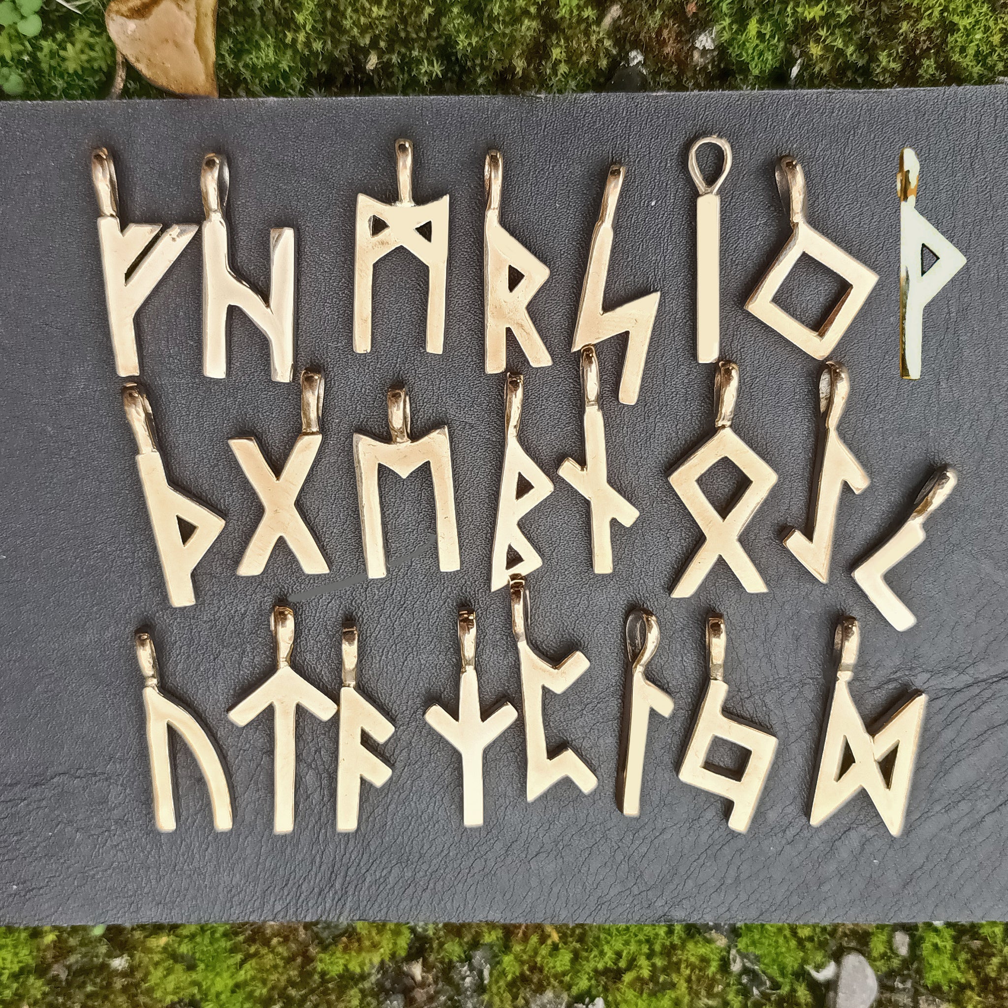 Bronze Elder Futhark Rune Pendants 
