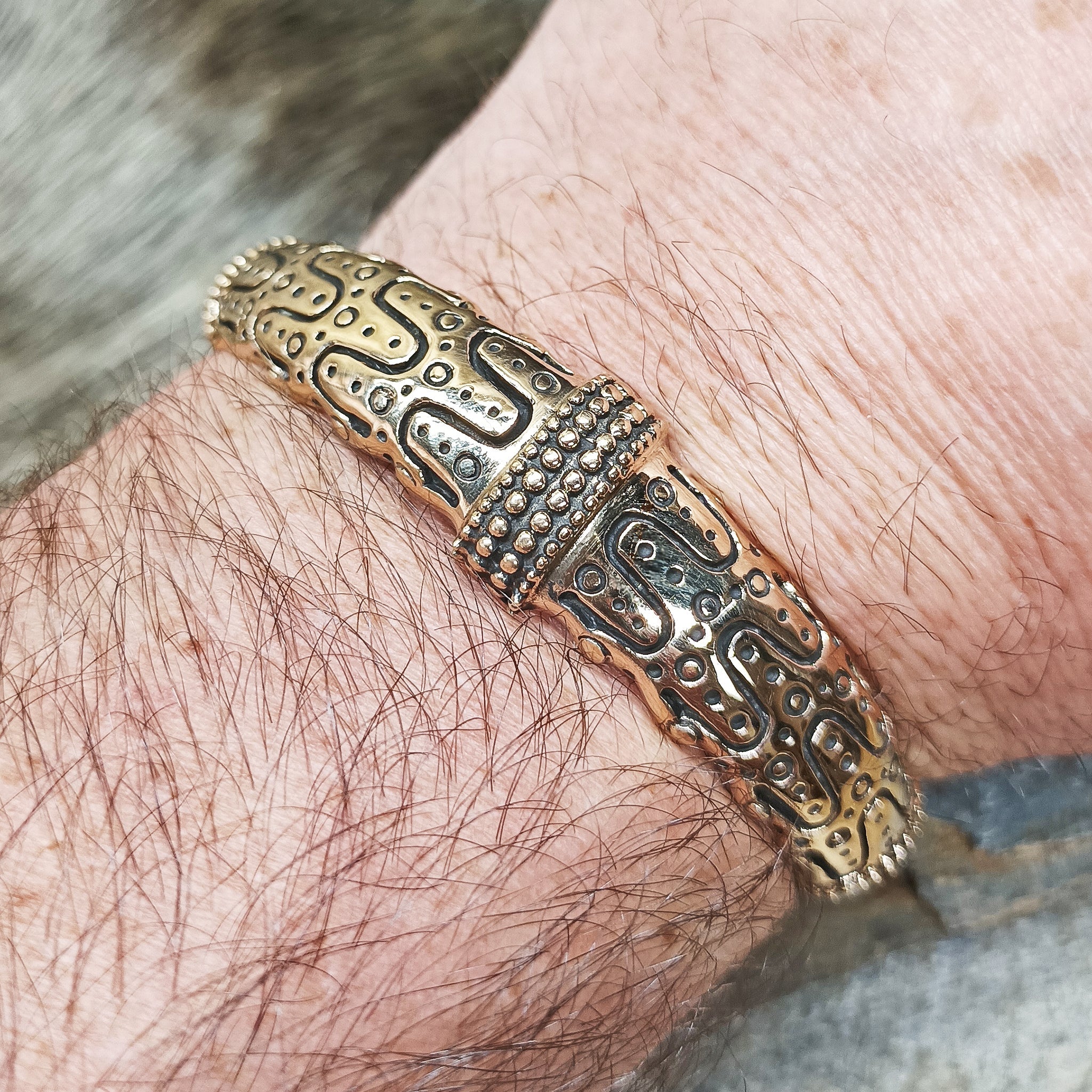 Danish Viking Bronze Bracelet from Falster on Wrist