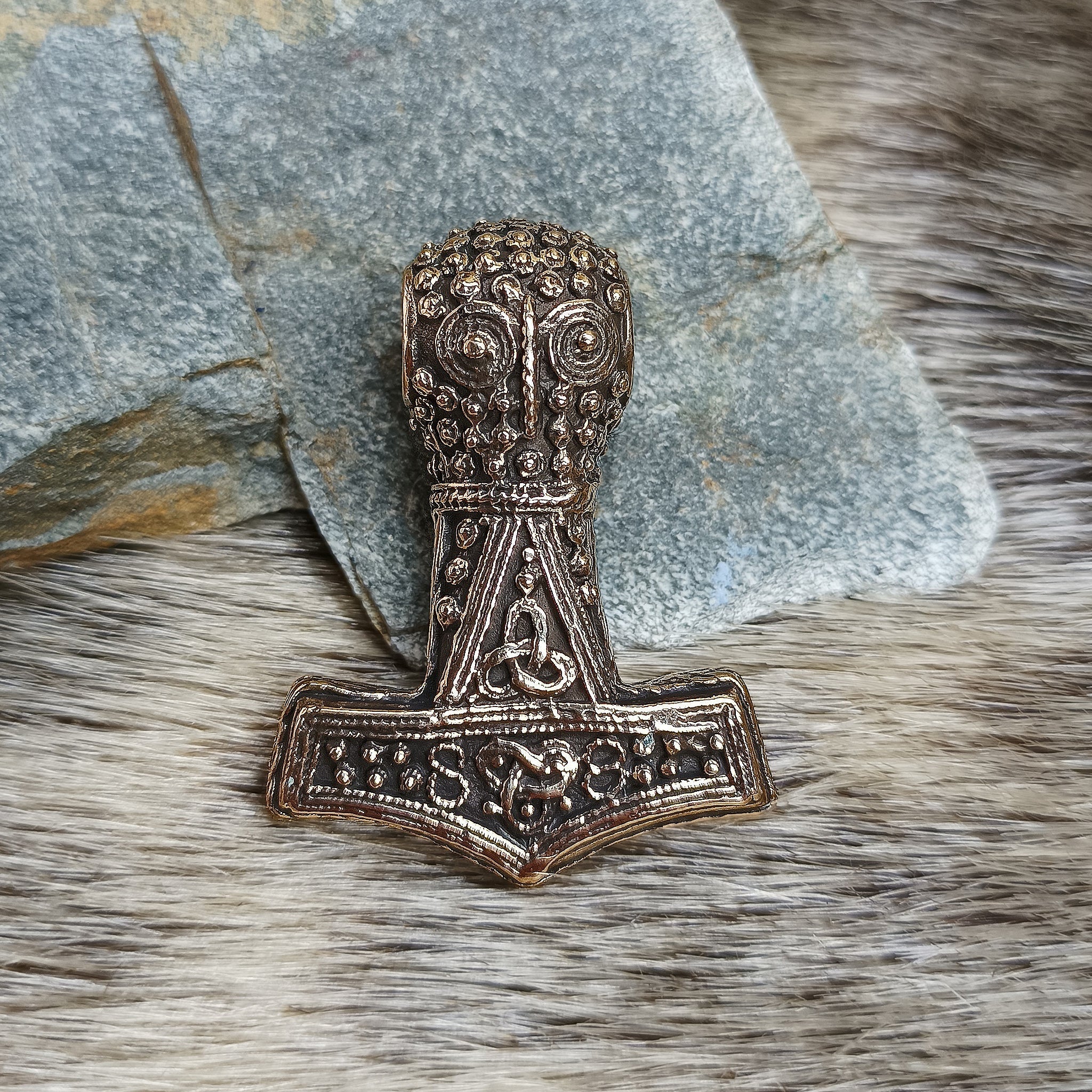 Bronze Replica Thors Hammer Pendant From Öland - Front View