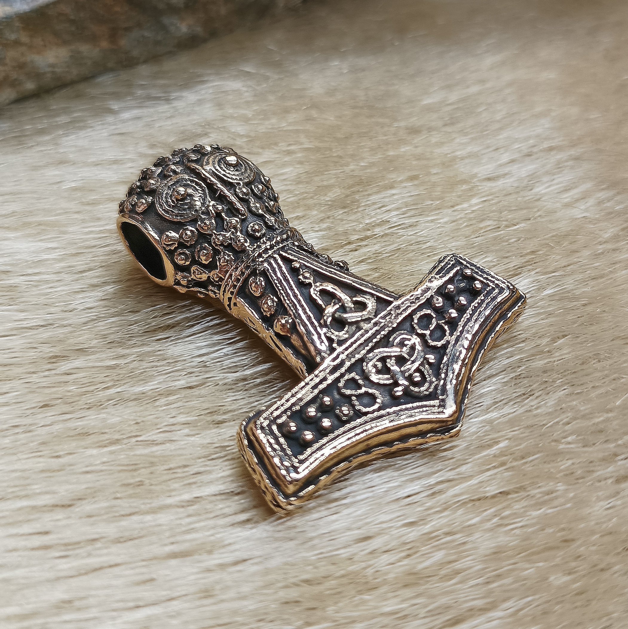 Bronze Replica Thors Hammer Pendant From Öland - Angle View