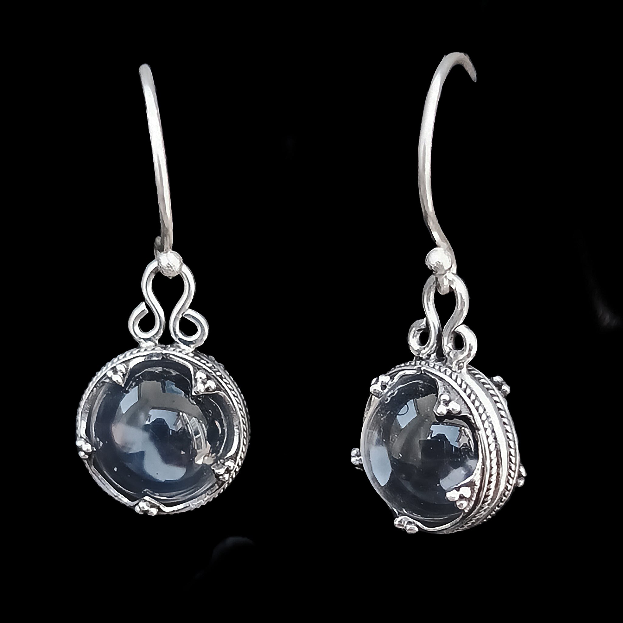 Silver Gotland Crystal Ball Earrings