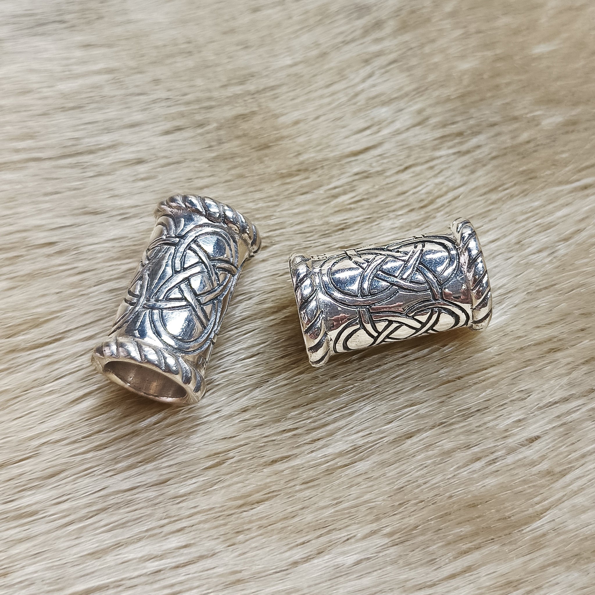 Medium Knotwork Viking Beard Rings in Sterling Silver
