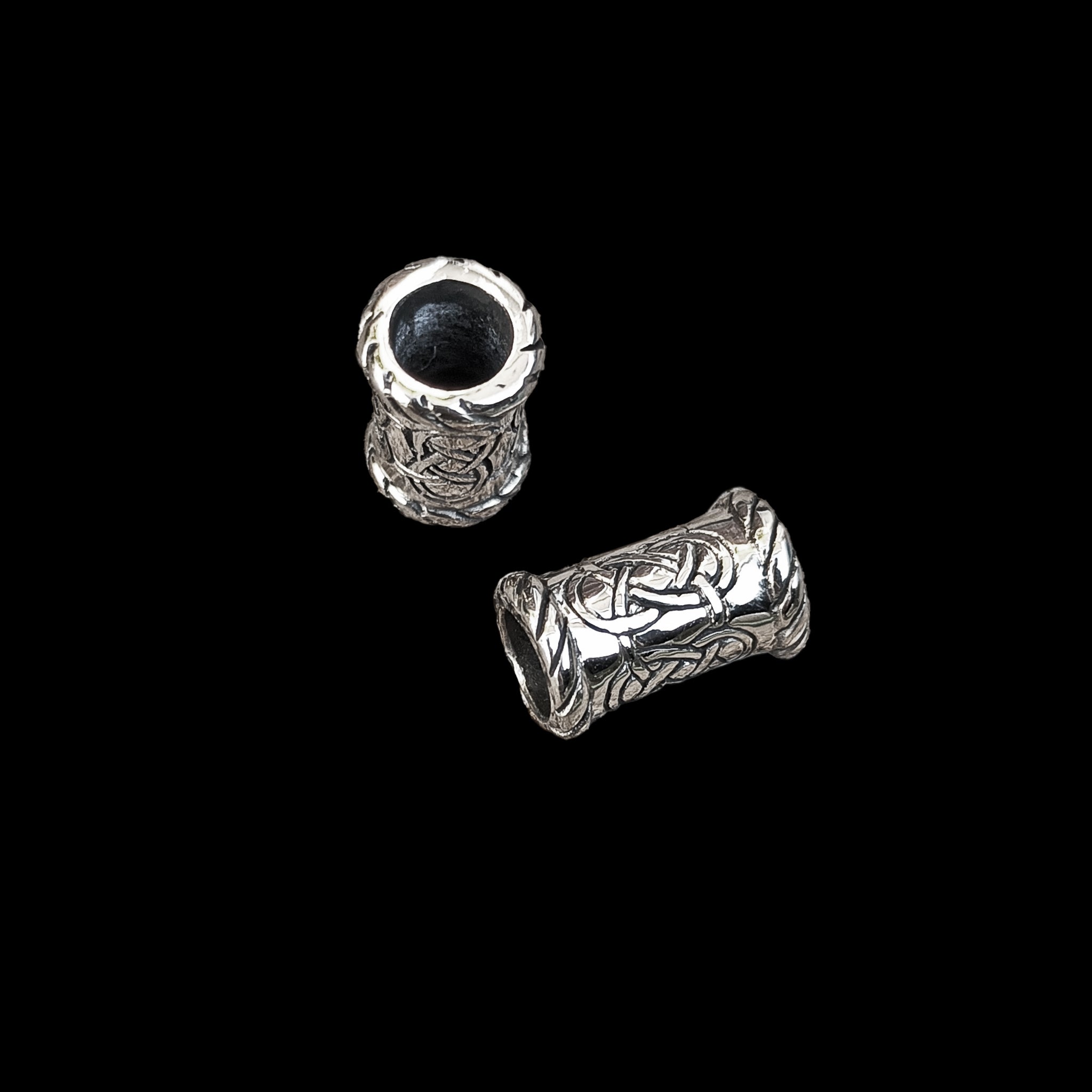Small Knotwork Viking Beard Rings - Silver