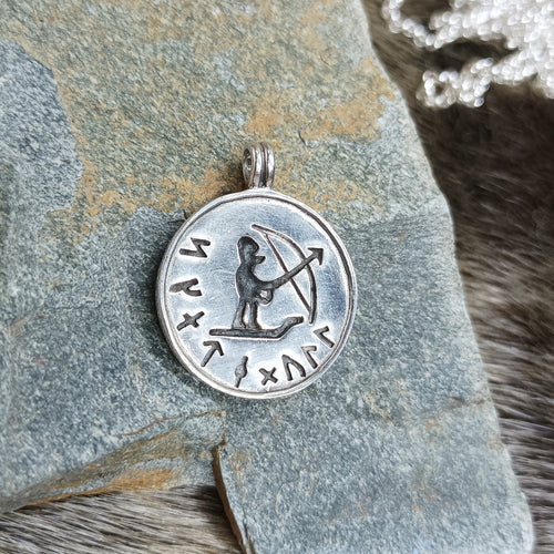 Silver Skadi Ull Viking Pendant on Rock