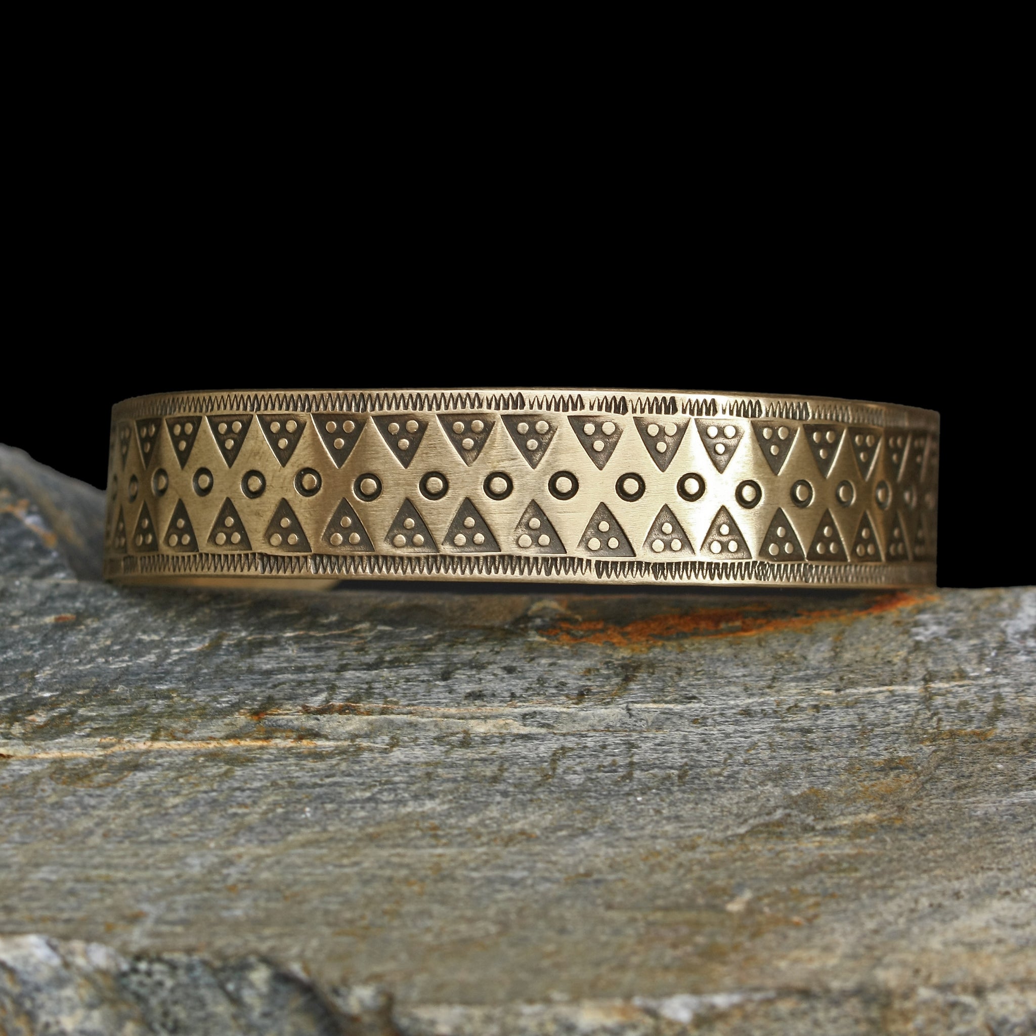 Embossed Brass Viking Bracelet from Birka on Rock