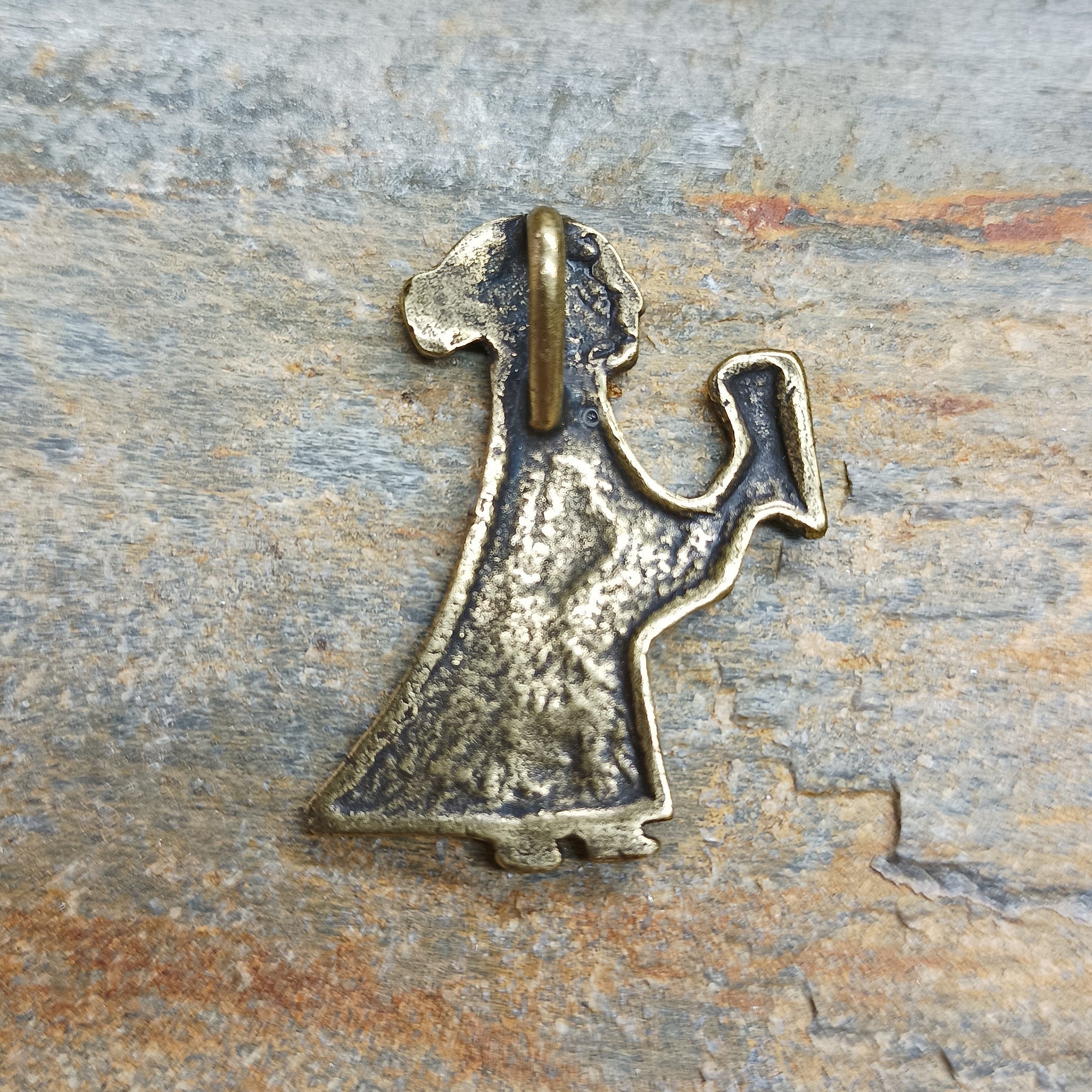 Bronze Valkyrie Pendant on Rock - Back View