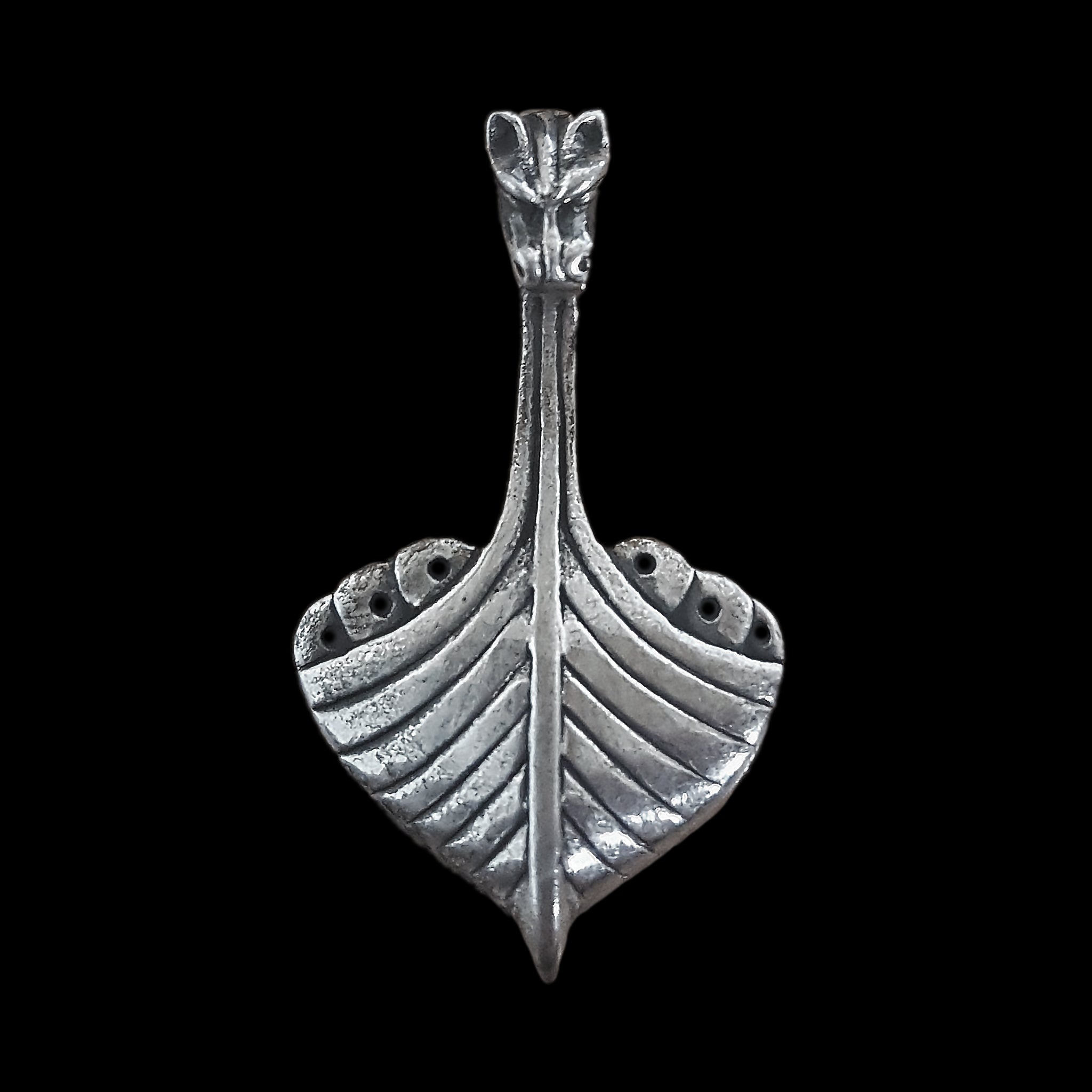 Silver Oseberg Viking Ship Pendant - Viking Jewelry