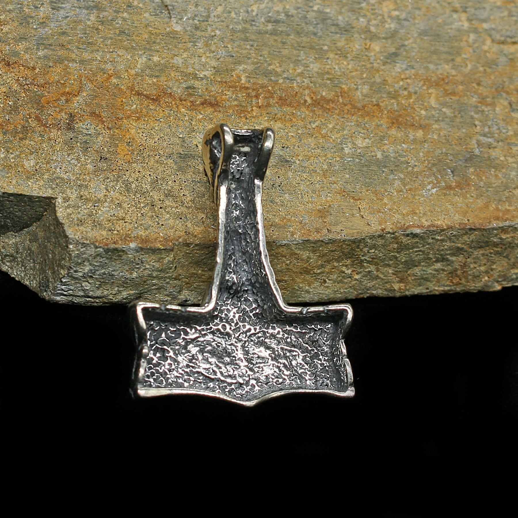 Silver Dragon Oseberg Thors Hammer Pendant - Back