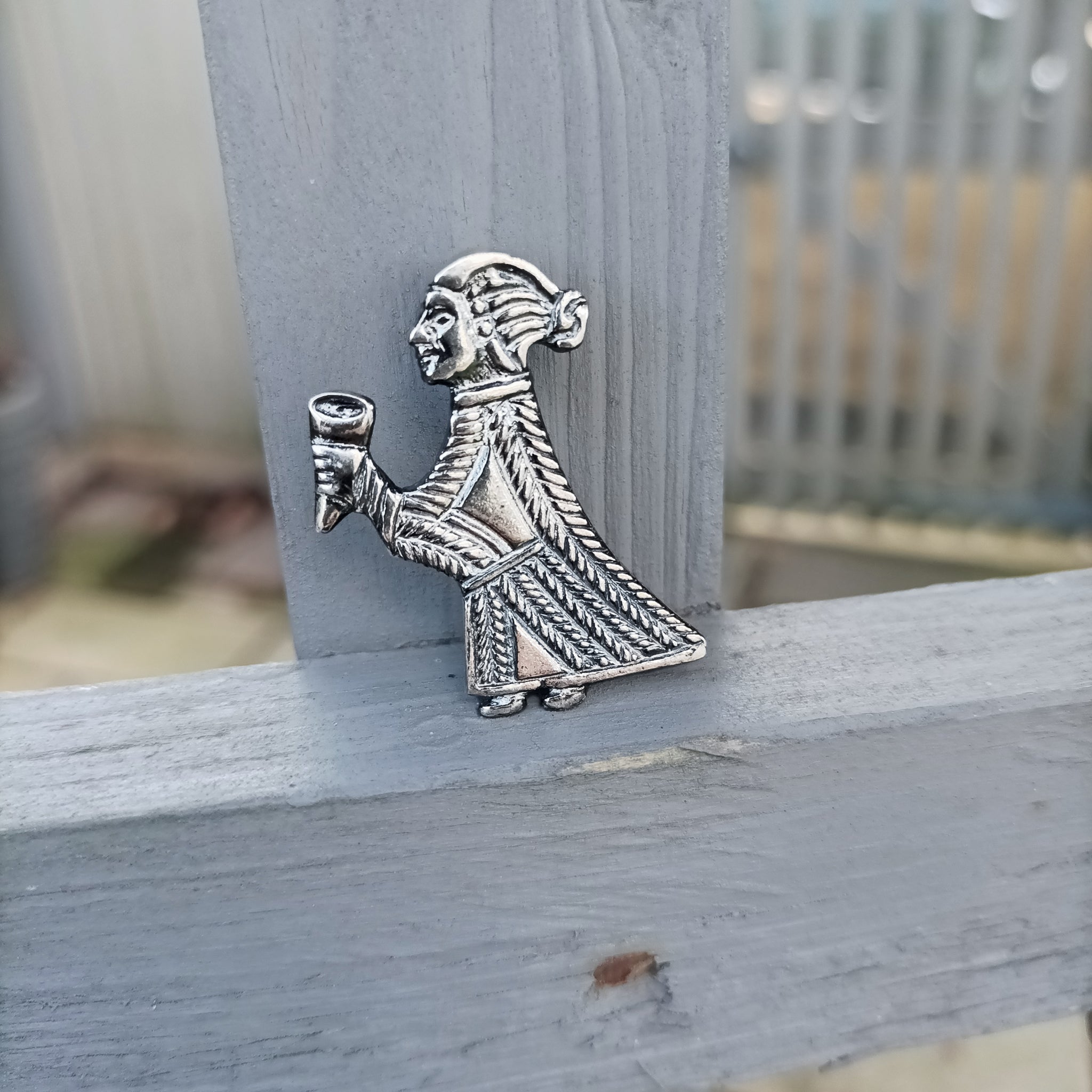 Silver Valkyrie Pendant on Fence